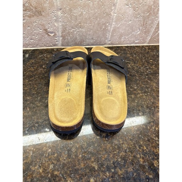 Project Cloud Memory Foam Black Leather Sandals NEW Size 7 - Picture 4 of 6